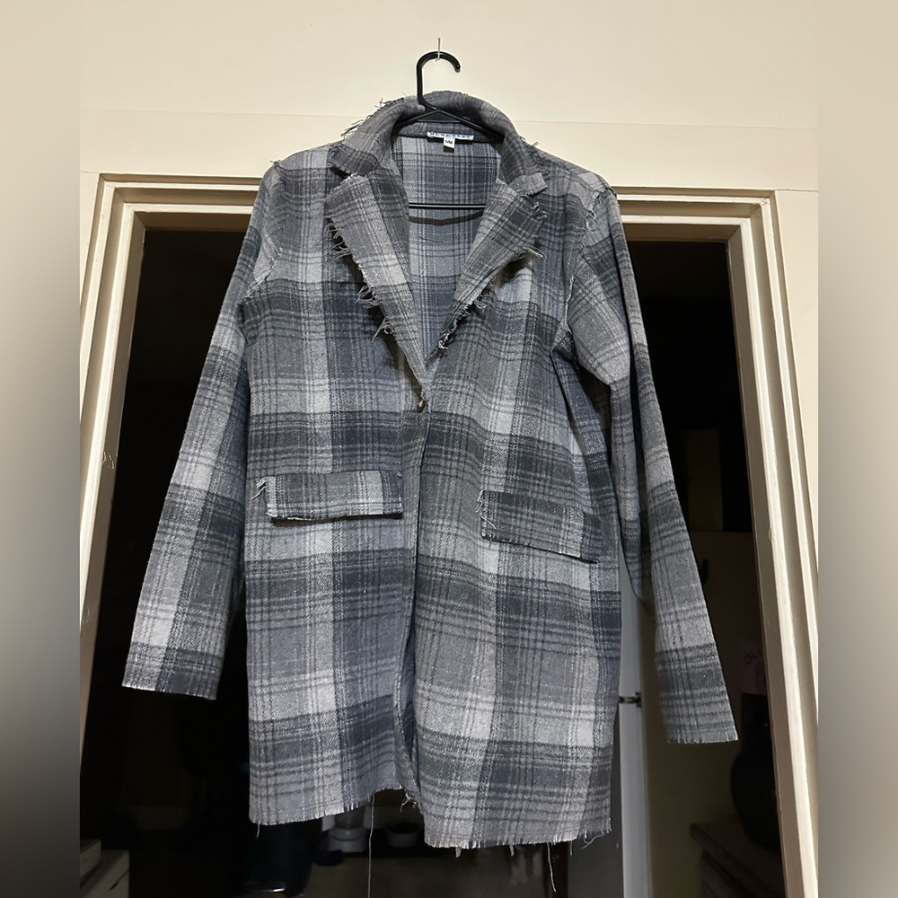 Blakeley Plaid Gray Women's distressed flannel.